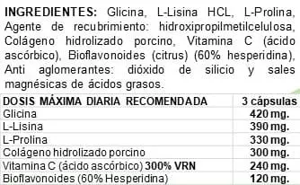 Ingredientes del suplemento fisiologico colagenvet